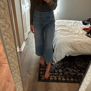 Zara Blue Flare Wide Leg Jeans with Vintage Charm